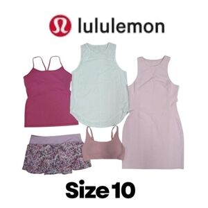 5 piece Lululemon Bundle Size 10 A Mix Of Pink White Dress Skirt Tank